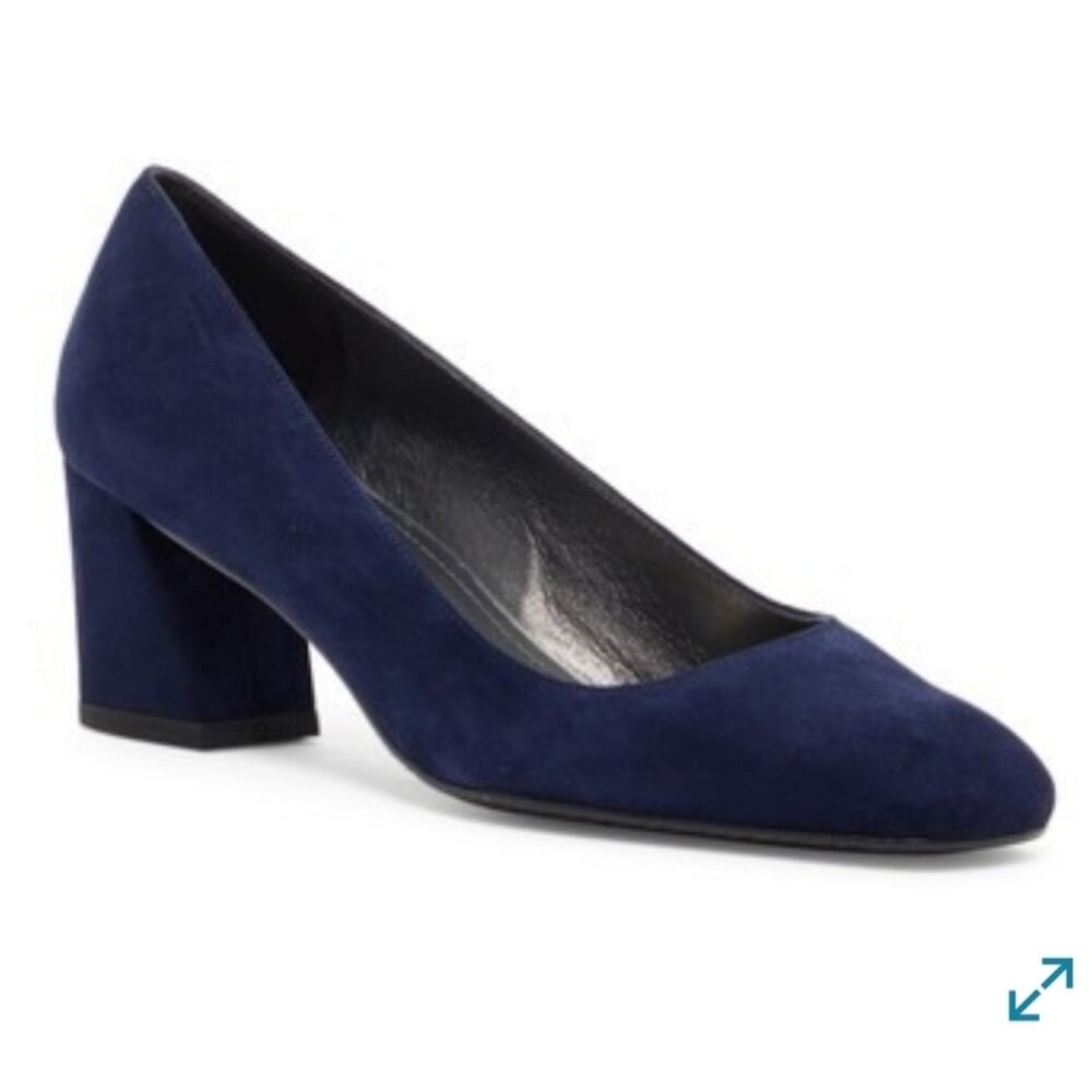 STUART WEITZMAN Women's Marymid Blue Suede Chunky Heel Pump size 9 M